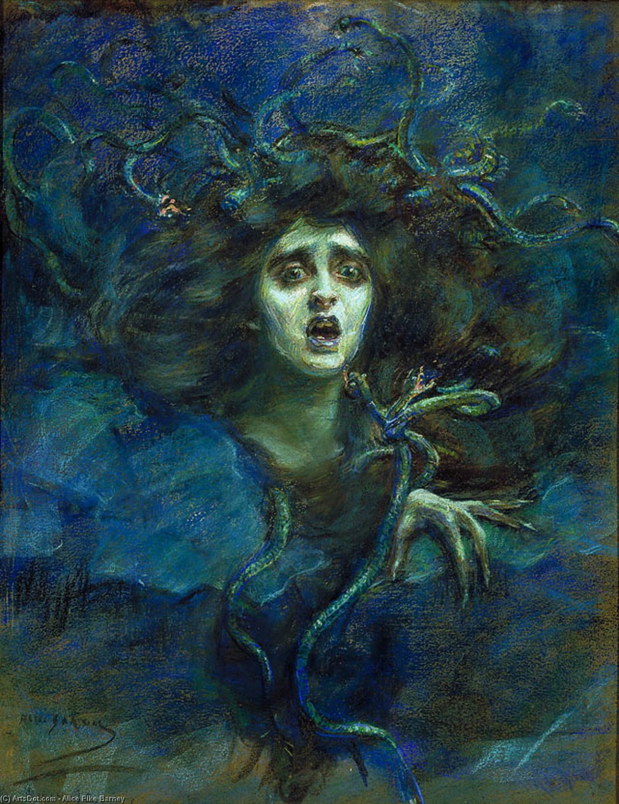 Wikioo.org - The Encyclopedia of Fine Arts - Painting, Artwork by Alice Pike Barney - Medusa (also known as Laura Dreyfus Barney)