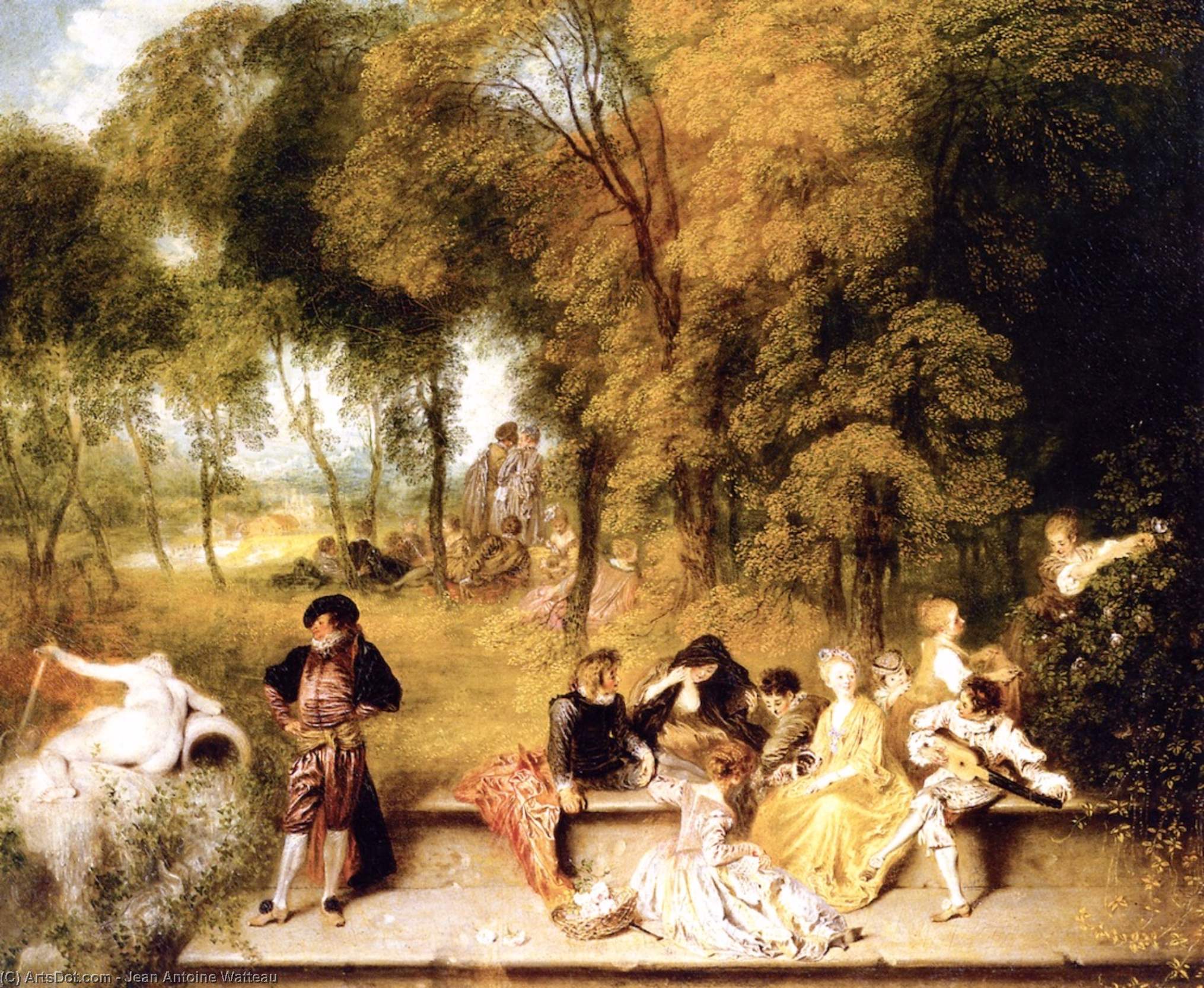 Wikioo.org – La Enciclopedia de las Bellas Artes - Pintura, Obras de arte de Jean Antoine Watteau - reunión para  el  abierta  aeróstato