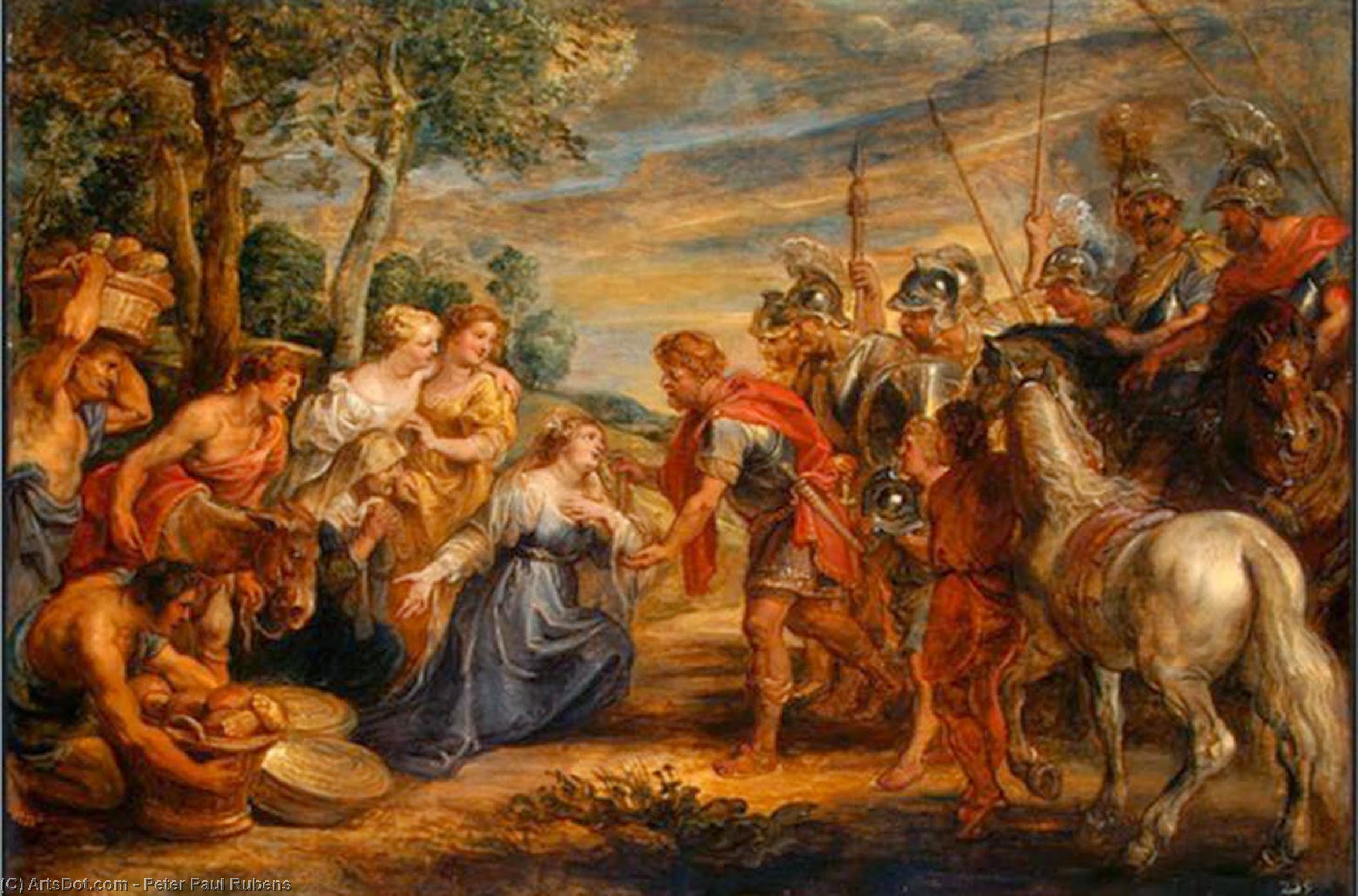 Wikoo.org - موسوعة الفنون الجميلة - اللوحة، العمل الفني Peter Paul Rubens - The Meeting of David and Abigail