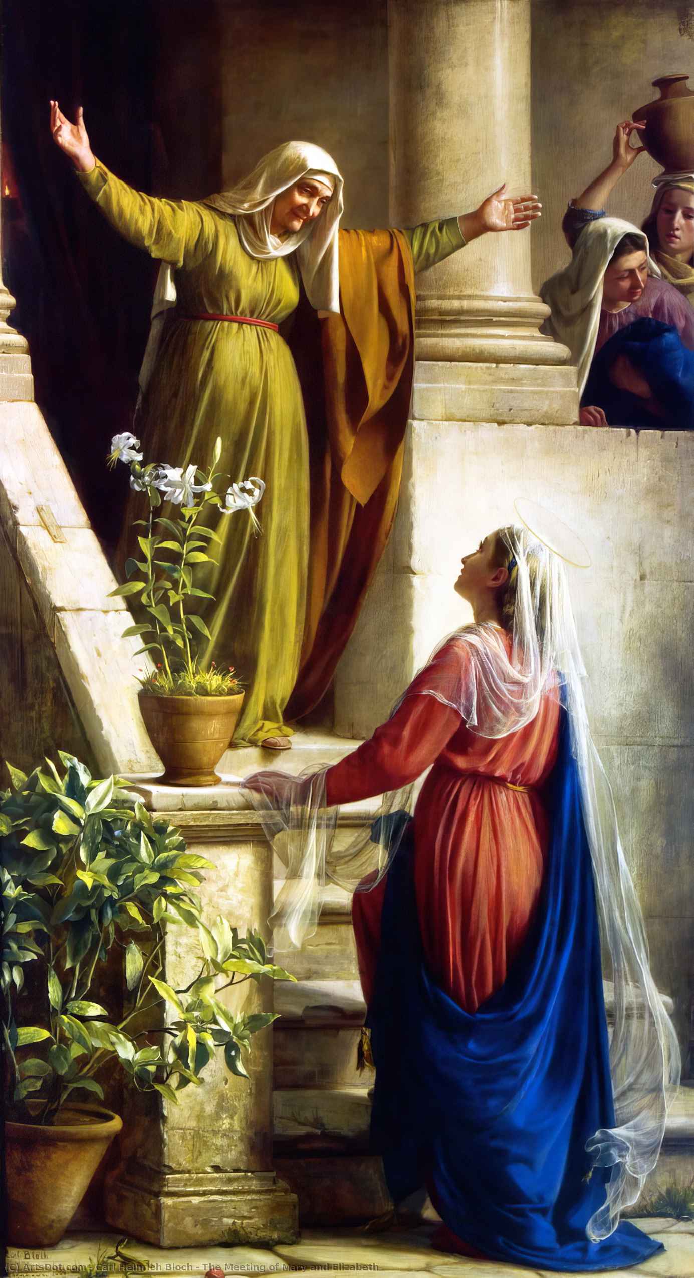 Wikioo.org - The Encyclopedia of Fine Arts - Painting, Artwork by Carl Heinrich Bloch - The Meeting of Mary and Elizabeth