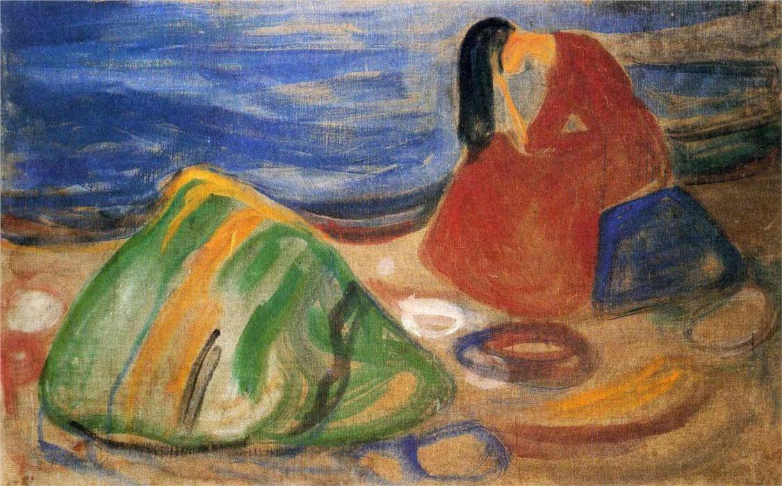 Wikioo.org - The Encyclopedia of Fine Arts - Painting, Artwork by Edvard Munch - Melancholy