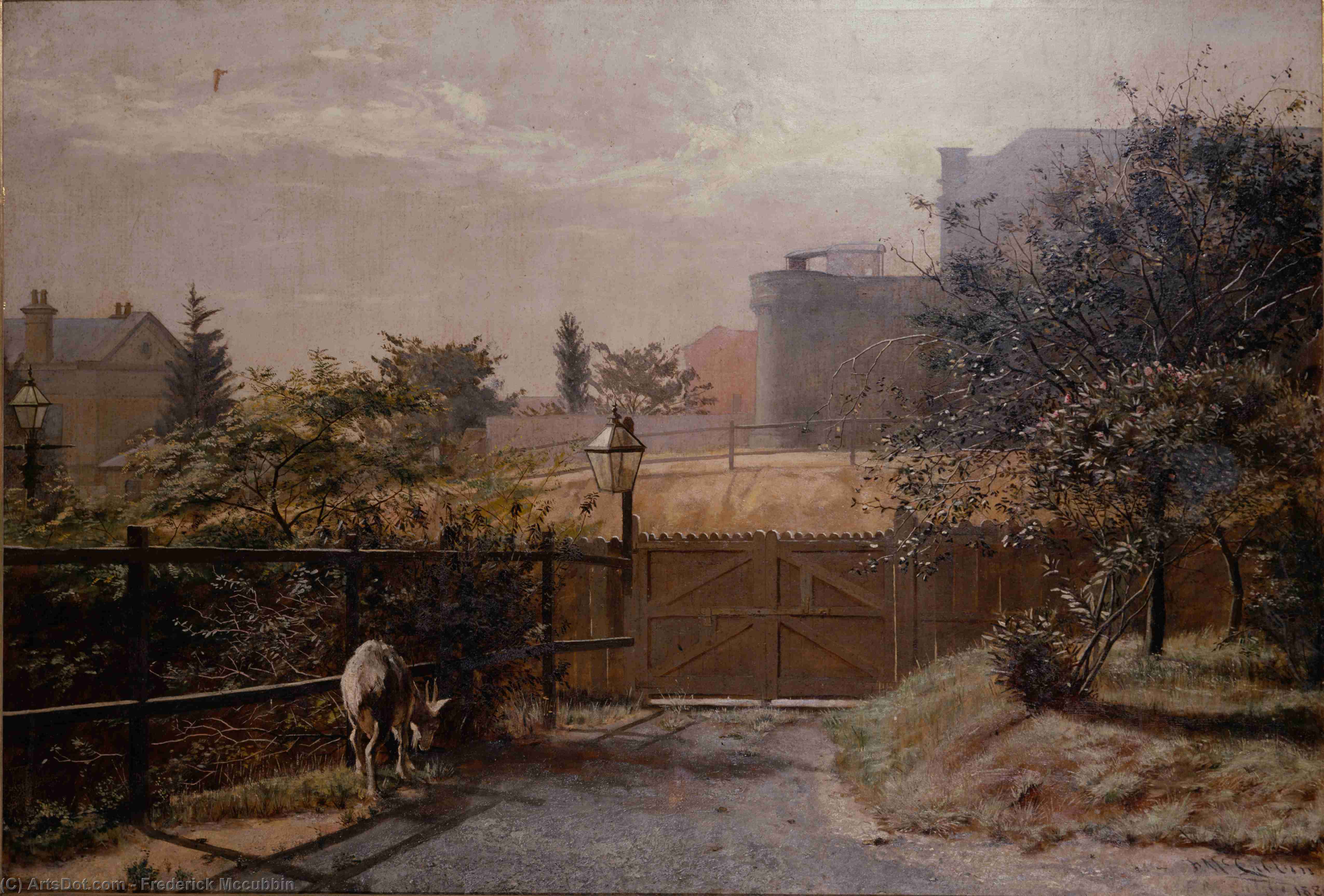 Wikioo.org - The Encyclopedia of Fine Arts - Painting, Artwork by Frederick Mccubbin - Melbourne Gaol in Sunlight from the Public Library Grounds