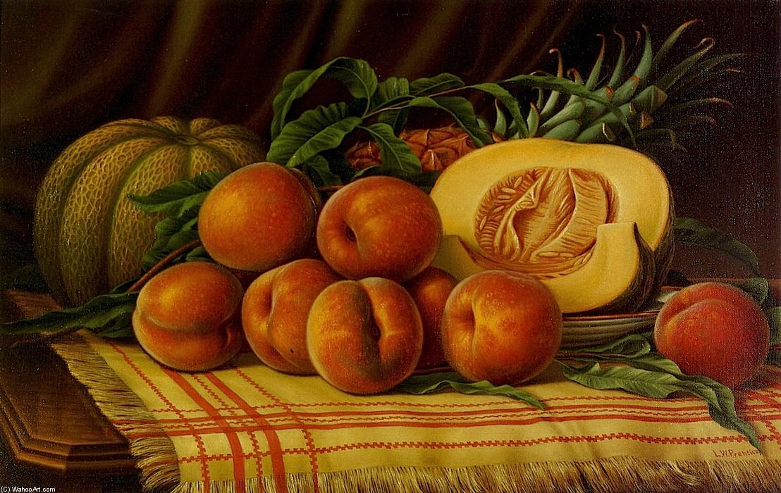 Wikioo.org - The Encyclopedia of Fine Arts - Painting, Artwork by Levi Wells Prentice - Melons, Peaches and Pineapple