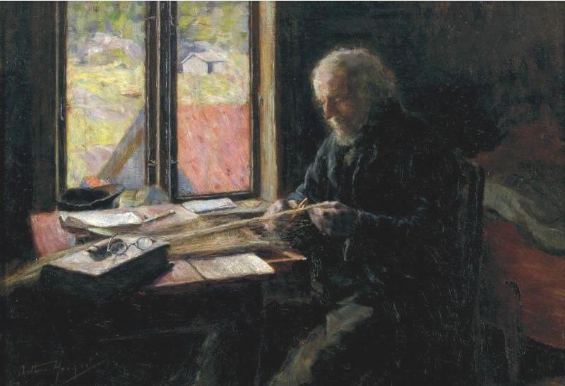 Wikioo.org - The Encyclopedia of Fine Arts - Painting, Artwork by Arthur Hacker - Mending a Net