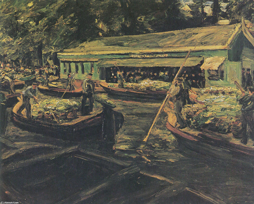 Wikioo.org - The Encyclopedia of Fine Arts - Painting, Artwork by Max Liebermann - Merchants of Vegetables in a Canal in Delft