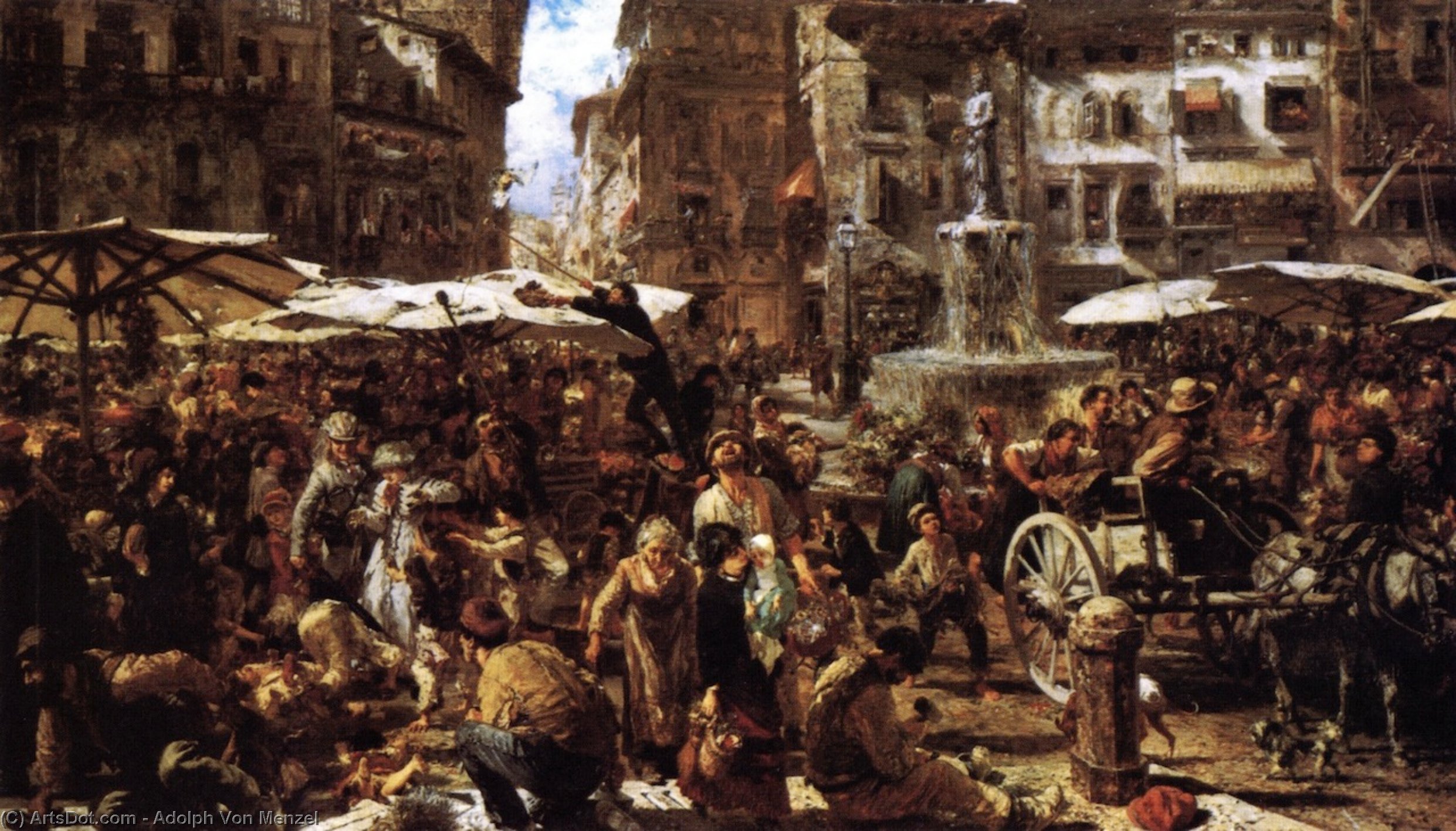 Wikioo.org - The Encyclopedia of Fine Arts - Painting, Artwork by Adolph Menzel - Merketplace in Verona
