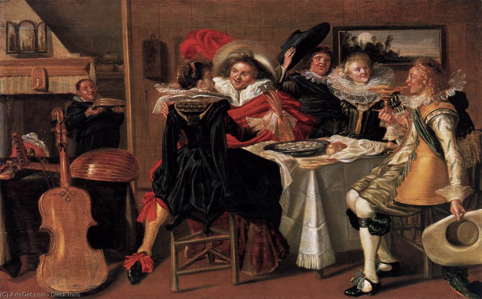 Wikioo.org - The Encyclopedia of Fine Arts - Painting, Artwork by Dirck Hals - Merry Company at Table