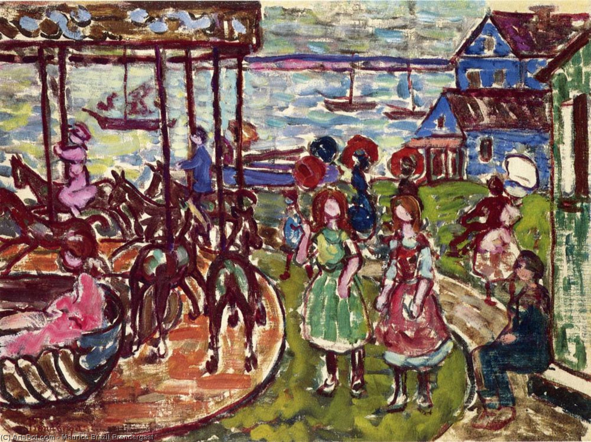 Wikioo.org - The Encyclopedia of Fine Arts - Painting, Artwork by Maurice Brazil Prendergast - Merry Go Round