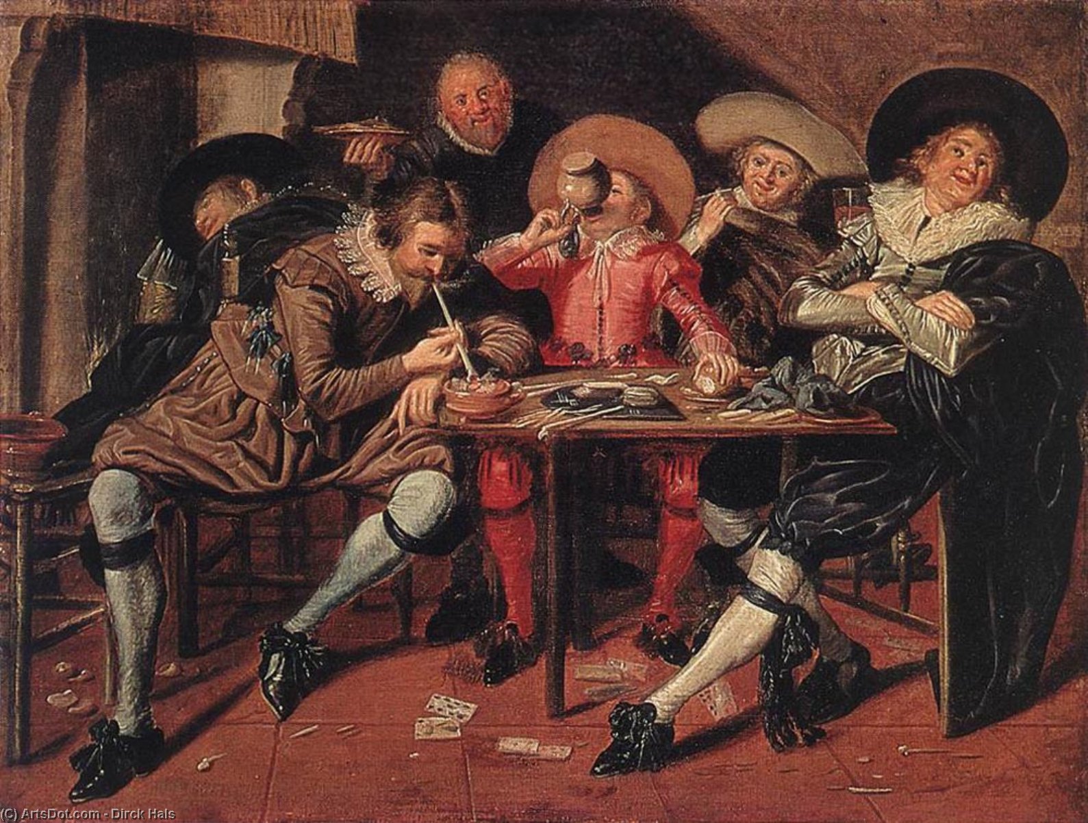 Wikioo.org - The Encyclopedia of Fine Arts - Painting, Artwork by Dirck Hals - Merry Party in a Tavern