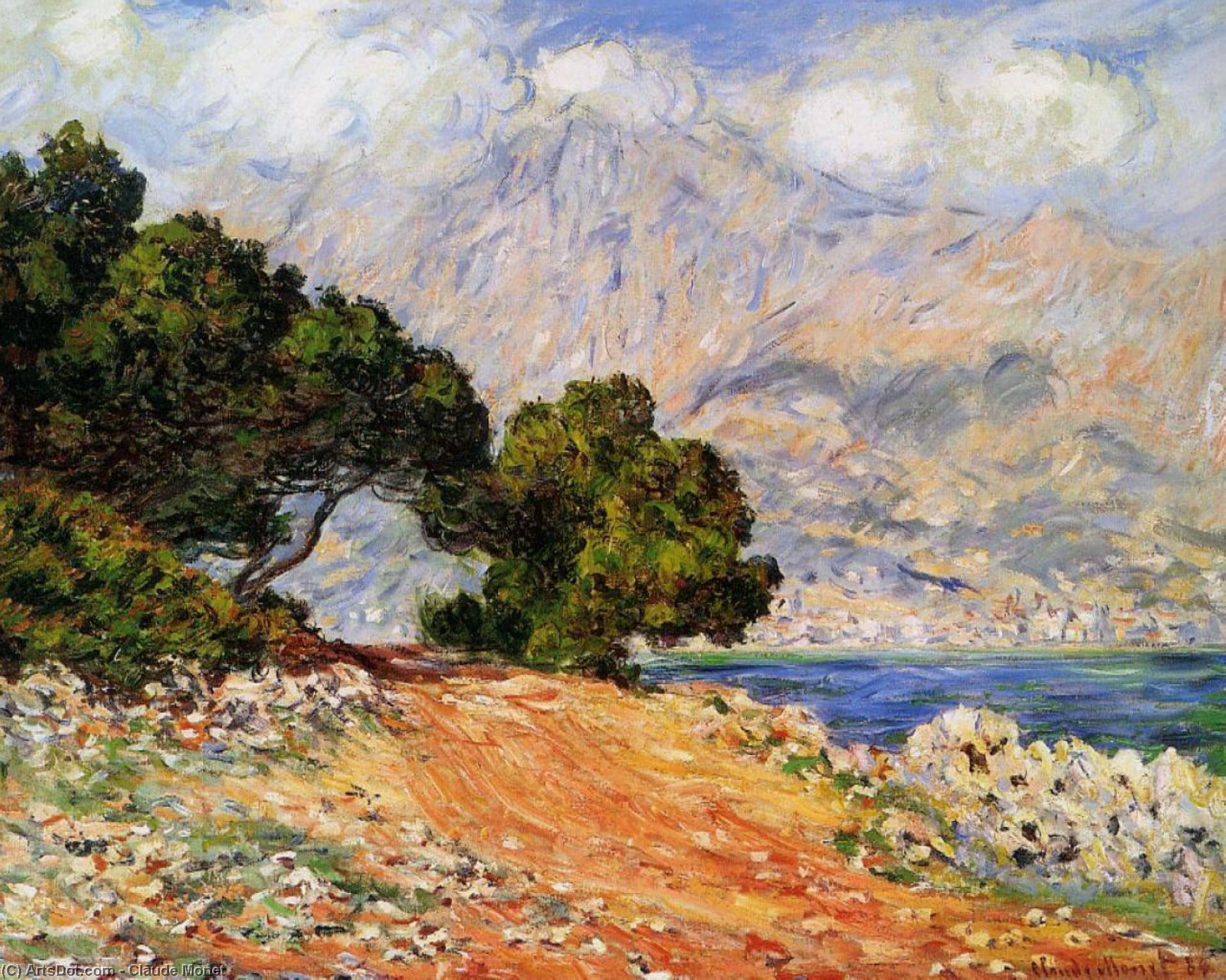 Wikioo.org - The Encyclopedia of Fine Arts - Painting, Artwork by Claude Monet - Meton Seen from Cap Martin