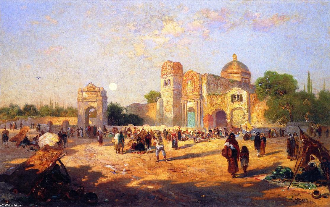 WikiOO.org - Encyclopedia of Fine Arts - Lukisan, Artwork Thomas Moran - Mexican Plaza, Market Day