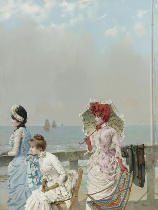Wikioo.org - The Encyclopedia of Fine Arts - Painting, Artwork by Vittorio Matteo Corcos - Mezzogorno al Mare