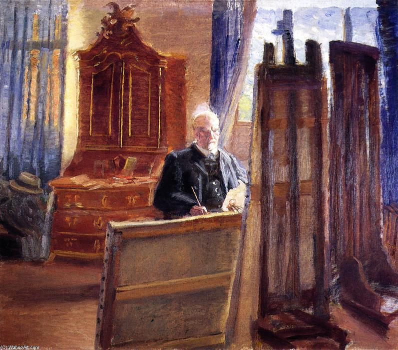 WikiOO.org - Enciklopedija dailės - Tapyba, meno kuriniai Anna Kirstine Ancher - Michael Ancher Painting in His Studio