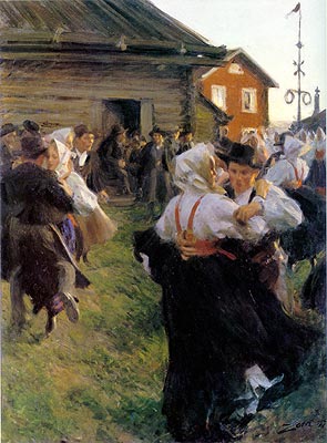 Wikioo.org - The Encyclopedia of Fine Arts - Painting, Artwork by Anders Leonard Zorn - Midsummer Dance