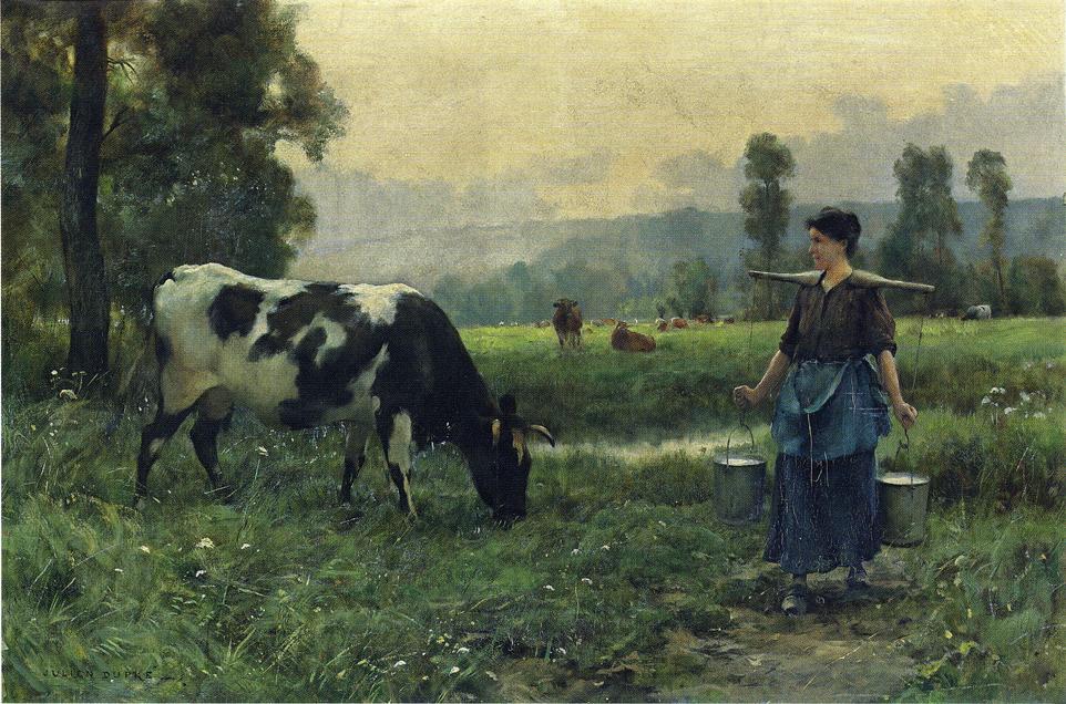 WikiOO.org - אנציקלופדיה לאמנויות יפות - ציור, יצירות אמנות Julien Dupré - The Milkmaid