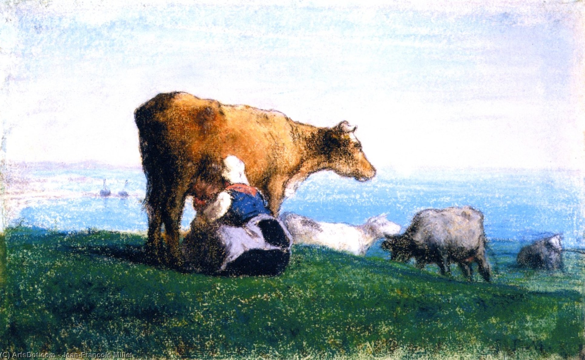 WikiOO.org - Енциклопедія образотворчого мистецтва - Живопис, Картини
 Jean-François Millet - The Milkmaid