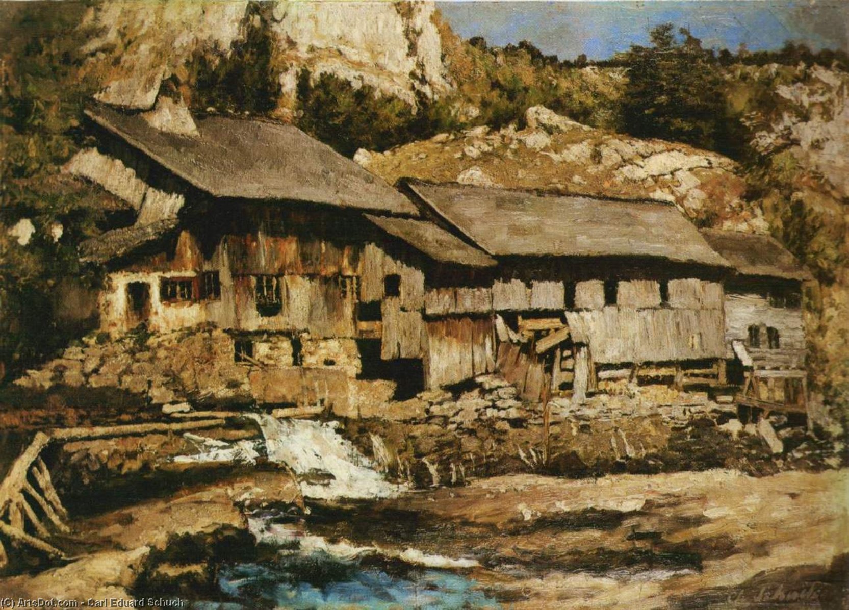 Wikioo.org - The Encyclopedia of Fine Arts - Painting, Artwork by Carl Eduard Schuch - Mill at Saut du Doubs