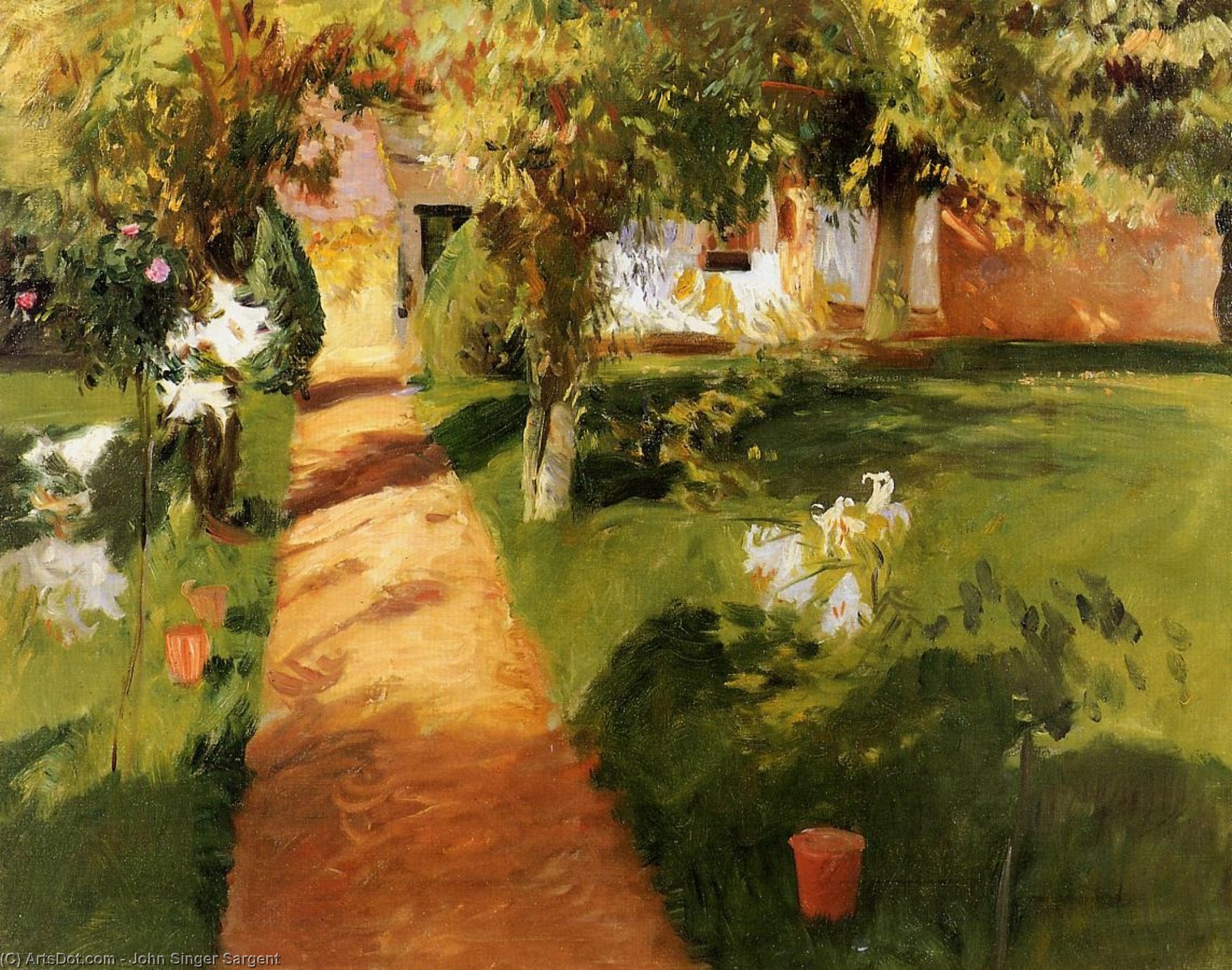 Wikioo.org - The Encyclopedia of Fine Arts - Painting, Artwork by John Singer Sargent - Millet's Garden (also known as The Millet House and Garden)
