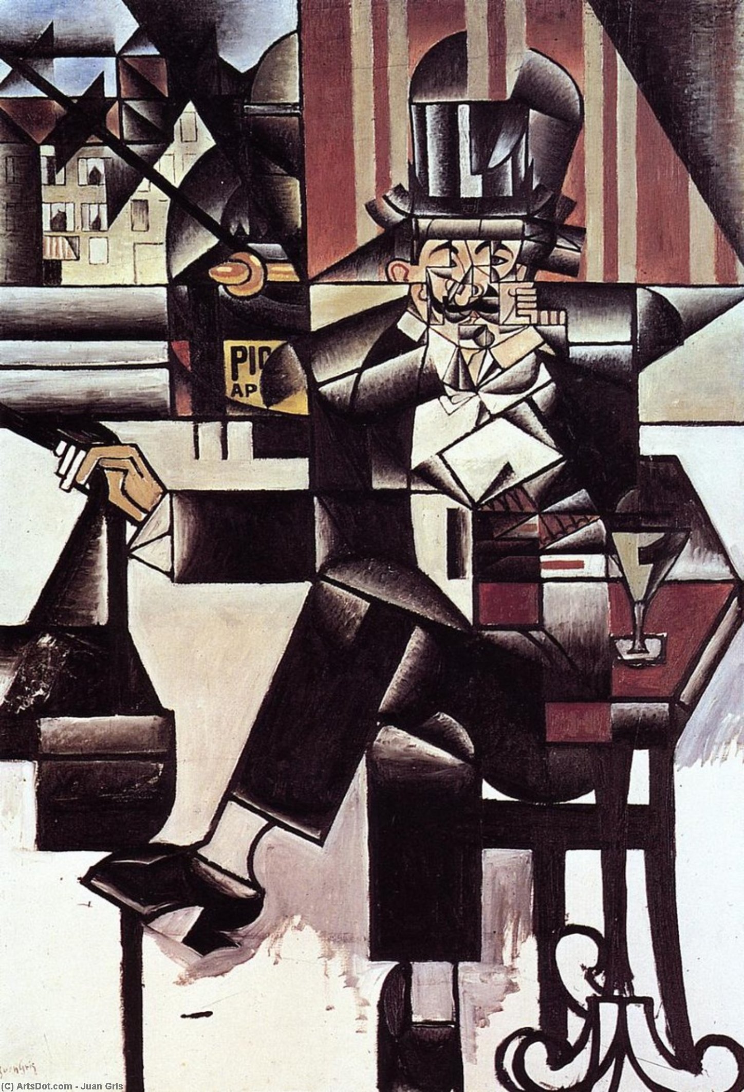 Wikioo.org - The Encyclopedia of Fine Arts - Painting, Artwork by Juan Gris - Man in the Cafe