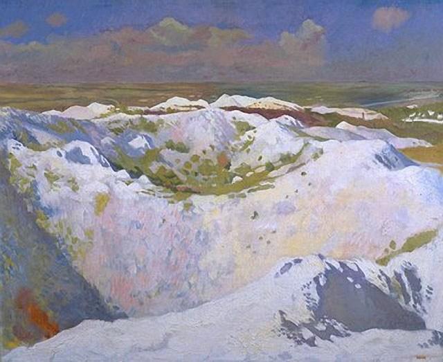 Wikioo.org - The Encyclopedia of Fine Arts - Painting, Artwork by William Newenham Montague Orpen - Mines and the Bapaume Road, La Boisselle