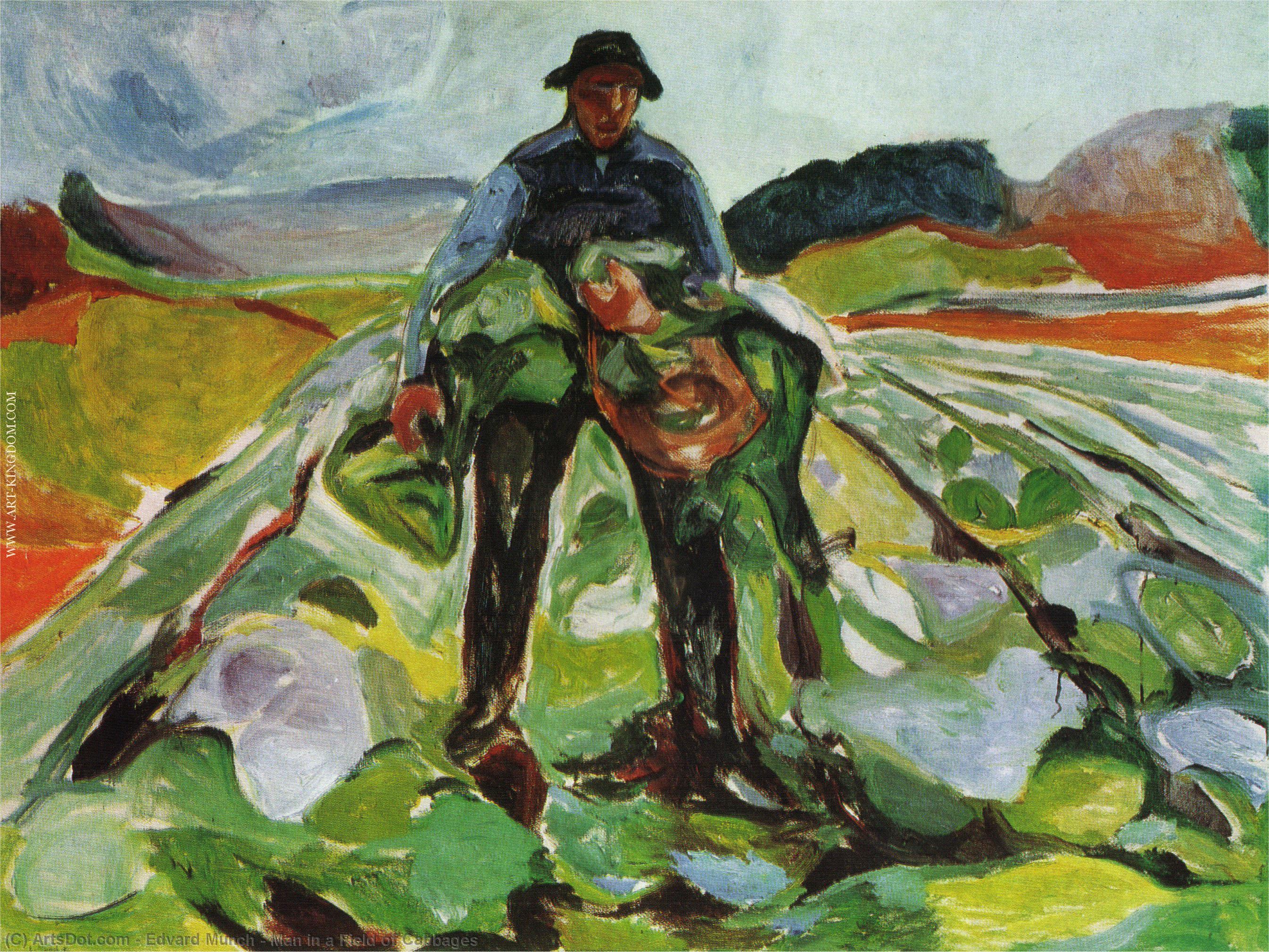 Wikioo.org - Bách khoa toàn thư về mỹ thuật - Vẽ tranh, Tác phẩm nghệ thuật Edvard Munch - Man in a Field of Cabbages