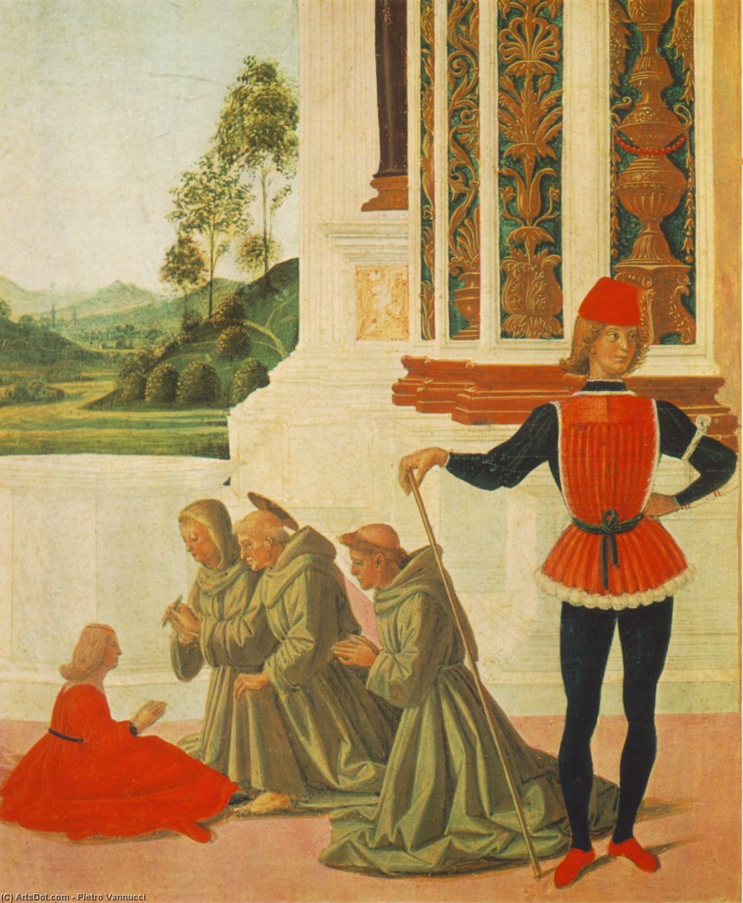 WikiOO.org - Εγκυκλοπαίδεια Καλών Τεχνών - Ζωγραφική, έργα τέχνης Vannucci Pietro (Le Perugin) - The Miracles of San Bernardino: The Healing of a Mute[detail]