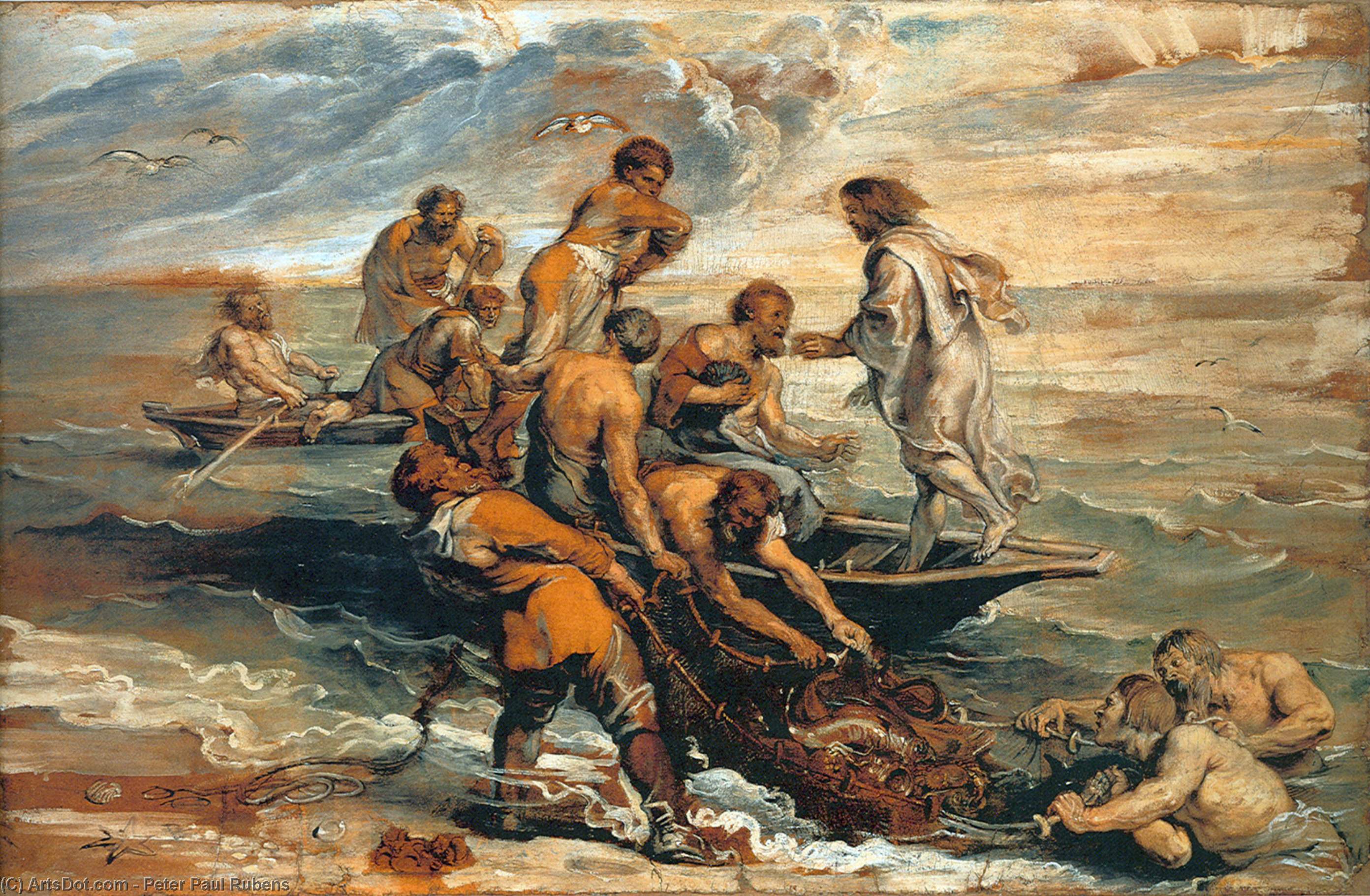 Wikioo.org - The Encyclopedia of Fine Arts - Painting, Artwork by Peter Paul Rubens - Miraculous Fishing