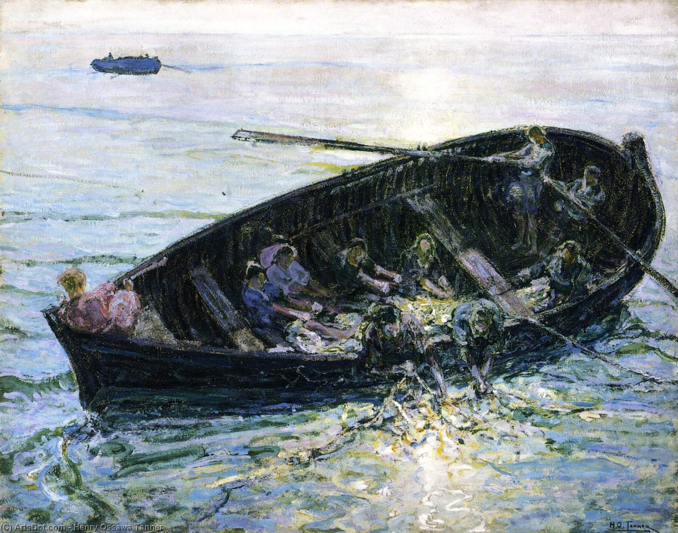 Wikioo.org – La Enciclopedia de las Bellas Artes - Pintura, Obras de arte de Henry Ossawa Tanner - milagroso tirar  todaclasede  pescados