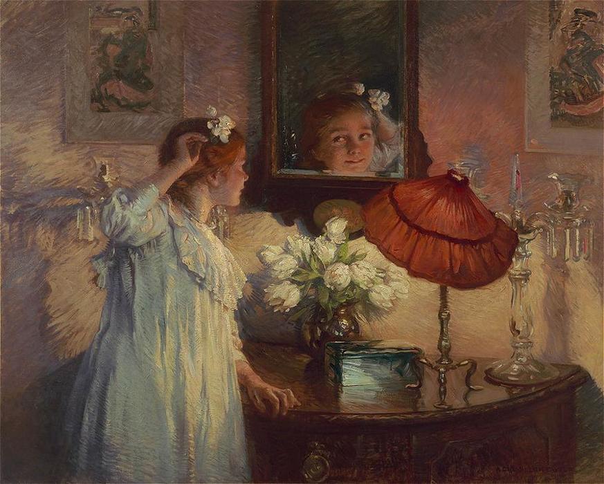 WikiOO.org - Enciclopédia das Belas Artes - Pintura, Arte por Albert Chevallier Tayler - The Mirror