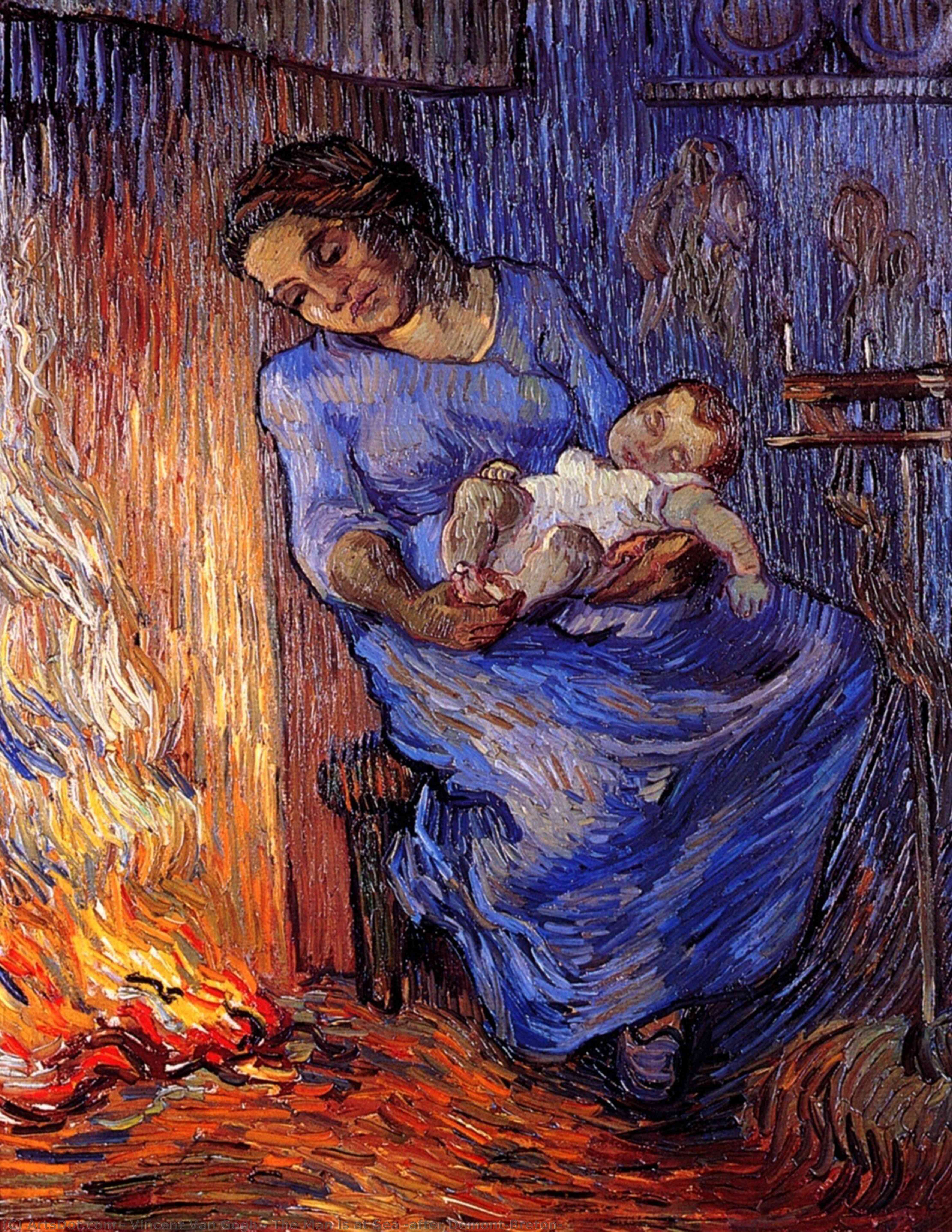 WikiOO.org - Encyclopedia of Fine Arts - Schilderen, Artwork Vincent Van Gogh - The Man is at Sea (after Demont-Breton)