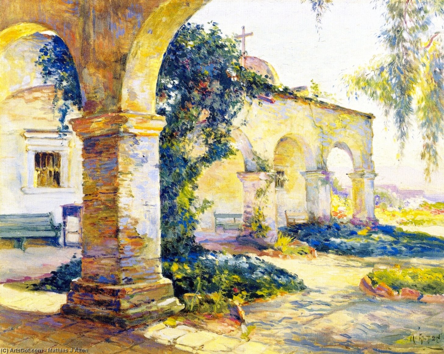 Wikioo.org - The Encyclopedia of Fine Arts - Painting, Artwork by Mathias Joseph Alten - Mission at Capistrano