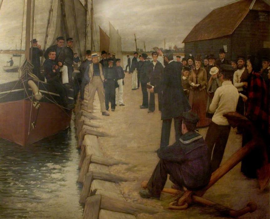 Wikioo.org - The Encyclopedia of Fine Arts - Painting, Artwork by Henry Herbert La Thangue - A Mission to Seamen
