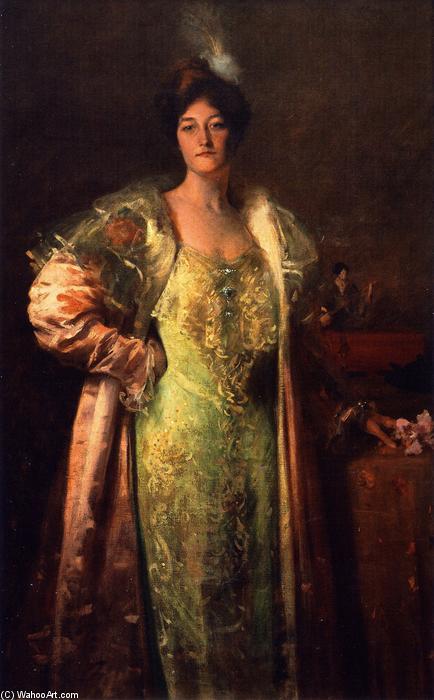 Wikioo.org - The Encyclopedia of Fine Arts - Painting, Artwork by William Merritt Chase - Miss J. (also known as Portrait of Miss J., Portrait - Content Johnson)