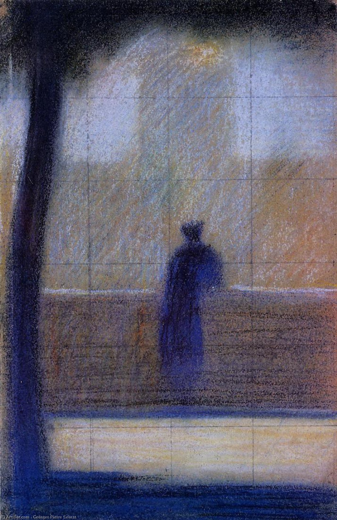 Wikioo.org - The Encyclopedia of Fine Arts - Painting, Artwork by Georges Pierre Seurat - Man leaning on a parapet