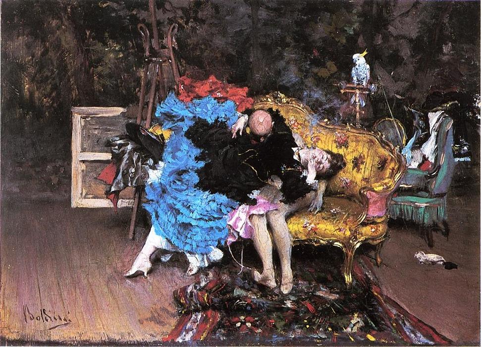 Wikioo.org - The Encyclopedia of Fine Arts - Painting, Artwork by Giovanni Boldini - The Model and the Mannequin (also known as Berthe in the Studio)