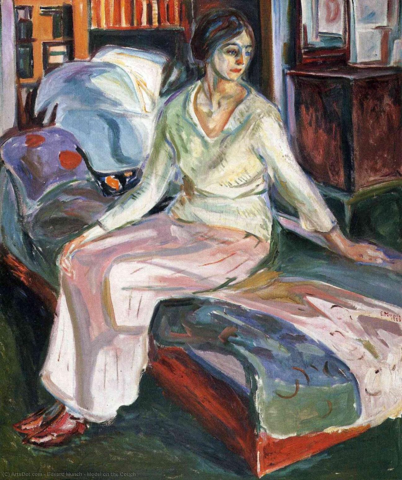 WikiOO.org - Εγκυκλοπαίδεια Καλών Τεχνών - Ζωγραφική, έργα τέχνης Edvard Munch - Model on the Couch