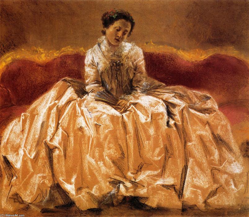 Wikioo.org - The Encyclopedia of Fine Arts - Painting, Artwork by Adolph Menzel - Model Study for Wilhelmine von Bayreuth