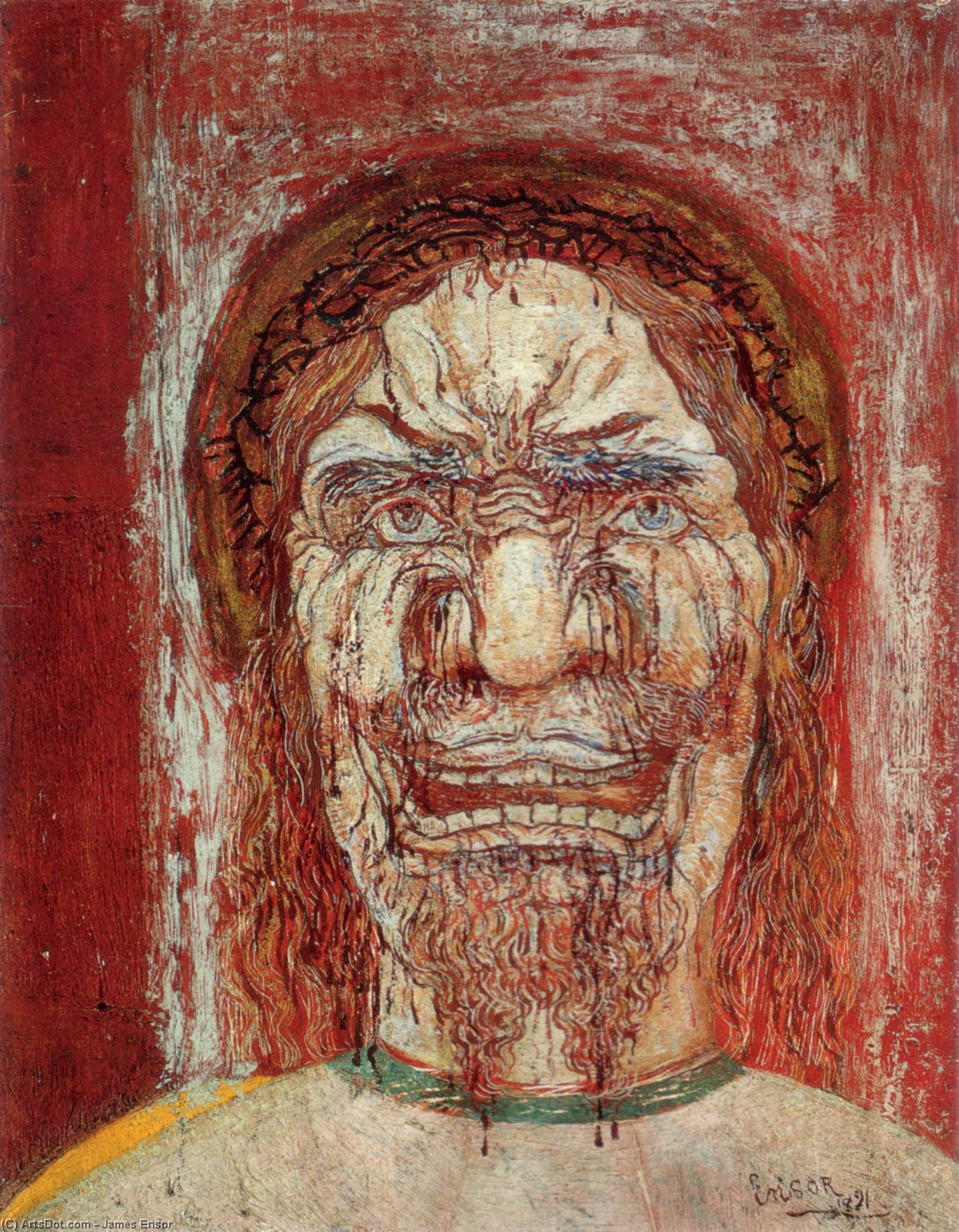 WikiOO.org - Encyclopedia of Fine Arts - Maľba, Artwork James Ensor - The Man of Sorrows