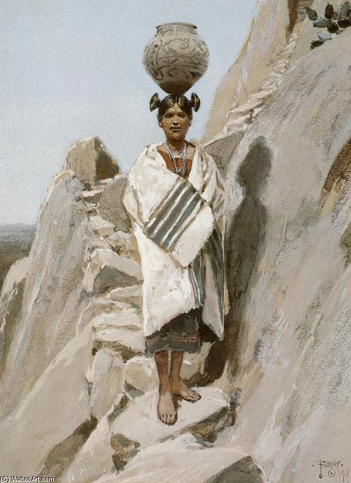WikiOO.org - Енциклопедия за изящни изкуства - Живопис, Произведения на изкуството Henry F Farny - Moki Maiden-Walpi, First Mesa