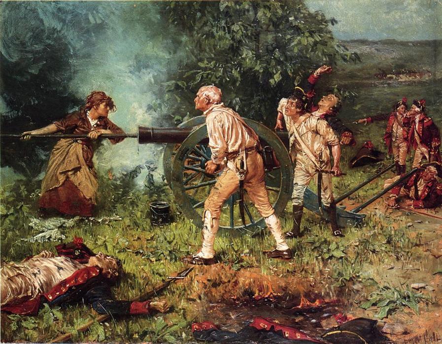 WikiOO.org - 백과 사전 - 회화, 삽화 Franz Ludwig Catel - Molly Pitcher at The Battle of Monmouth, 1778