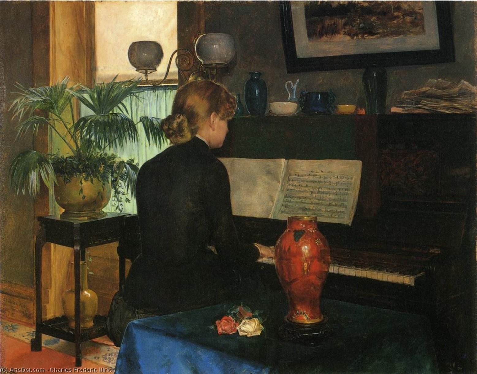 Wikioo.org – L'Encyclopédie des Beaux Arts - Peinture, Oeuvre de Charles Frederic Ulrich - Instant Musicale
