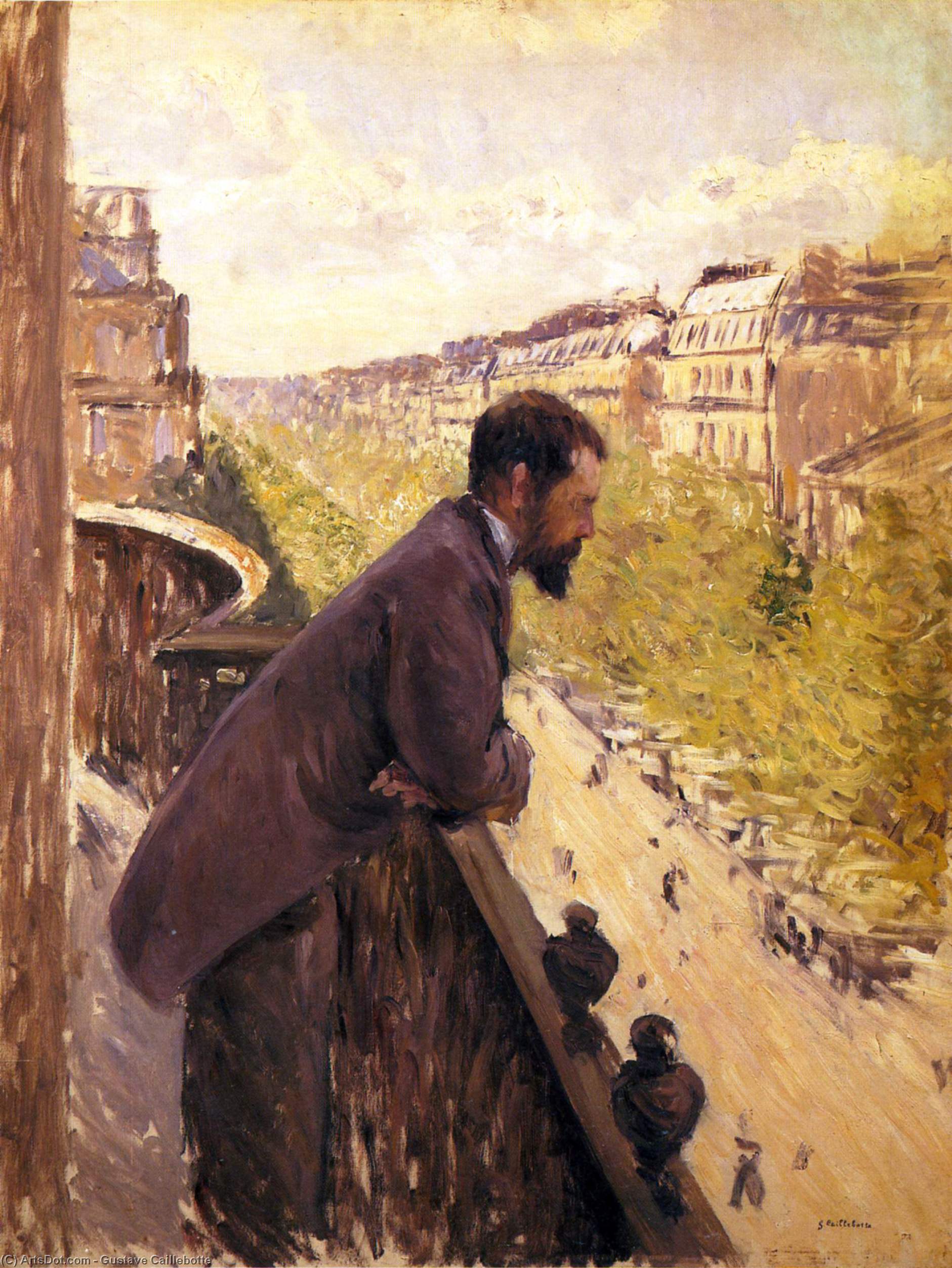 Wikioo.org - The Encyclopedia of Fine Arts - Painting, Artwork by Gustave Caillebotte - The Man on the Balcony