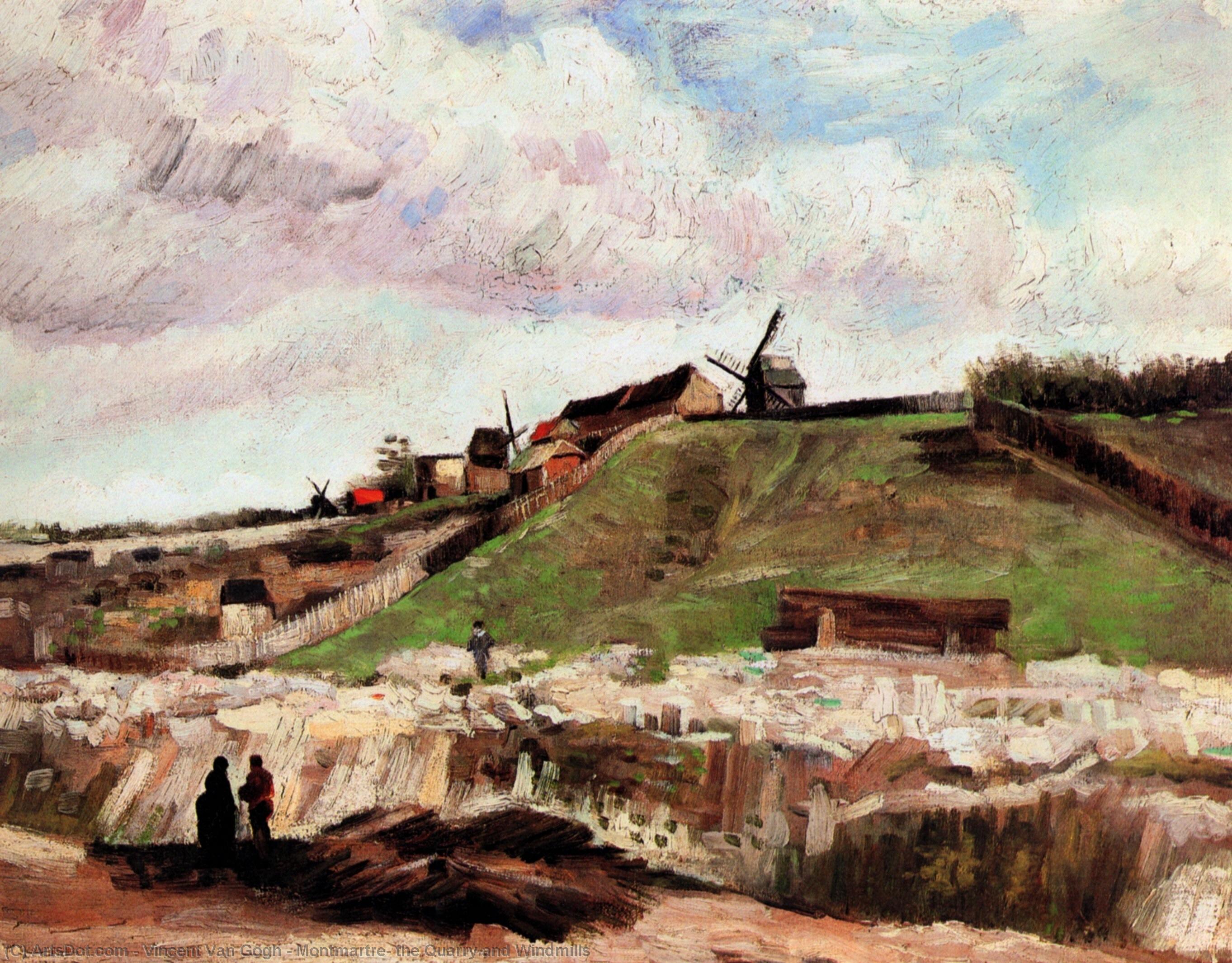 Wikioo.org – La Enciclopedia de las Bellas Artes - Pintura, Obras de arte de Vincent Van Gogh - Montmartre : el cantera asícomo Molinos de viento