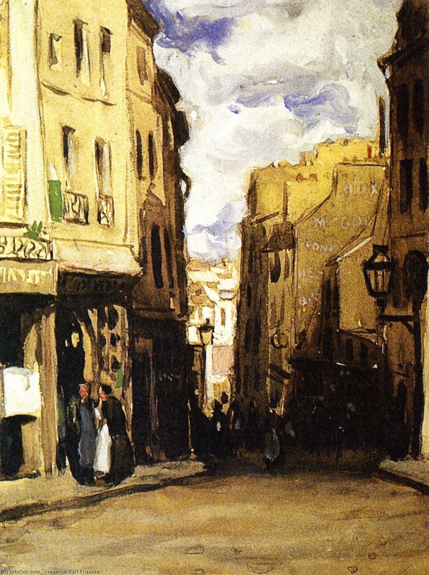 Wikioo.org - The Encyclopedia of Fine Arts - Painting, Artwork by Frederick Carl Frieseke - Montparnasse Landscape (Hilltop Street)