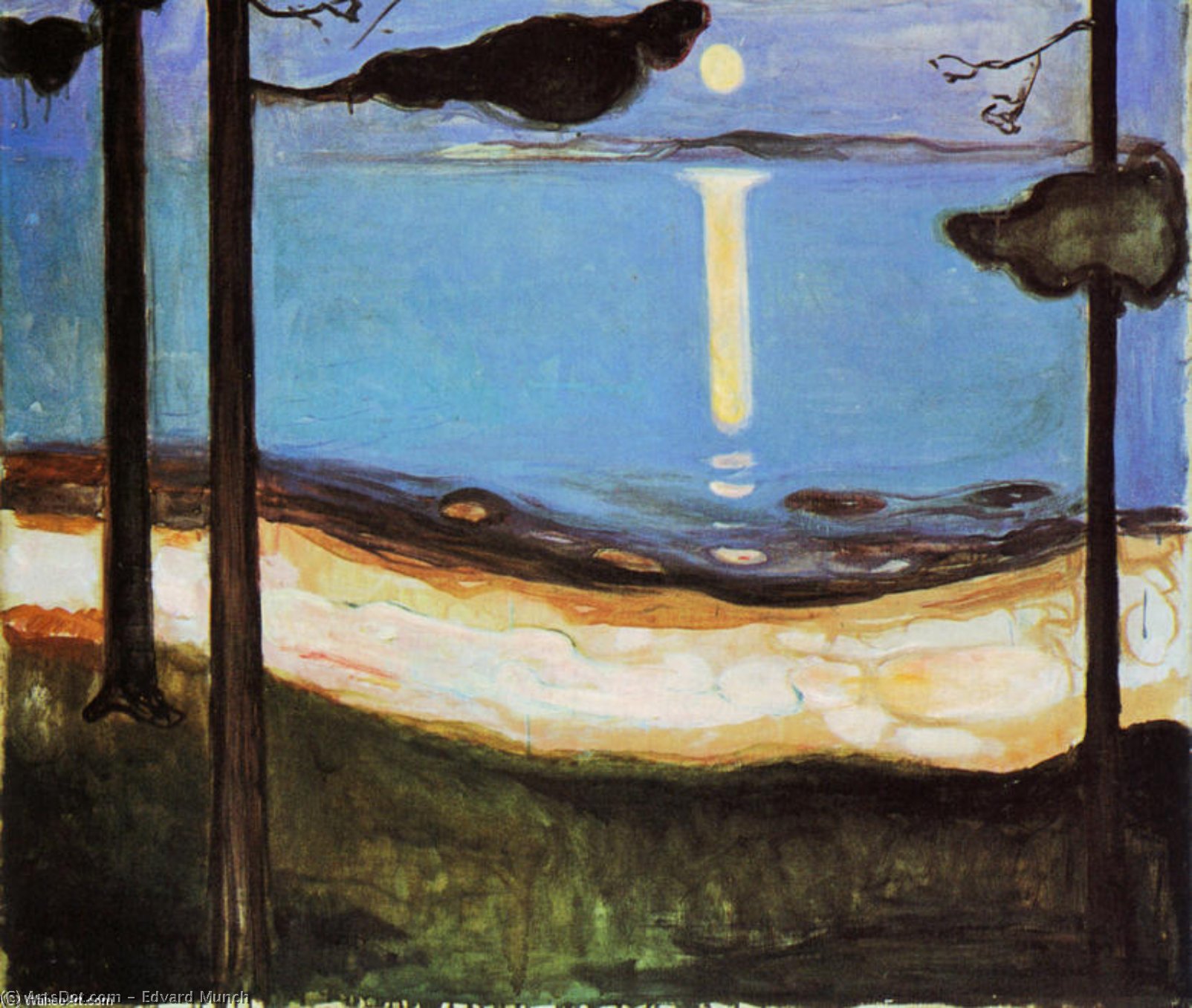 Wikioo.org – La Enciclopedia de las Bellas Artes - Pintura, Obras de arte de Edvard Munch - luz de la luna