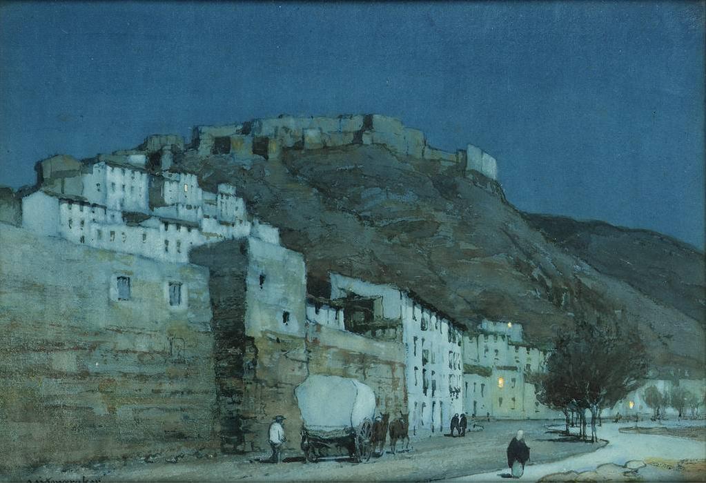 WikiOO.org - Encyclopedia of Fine Arts - Maleri, Artwork Albert Moulton Foweraker - Moonlight, Malaga, Spain