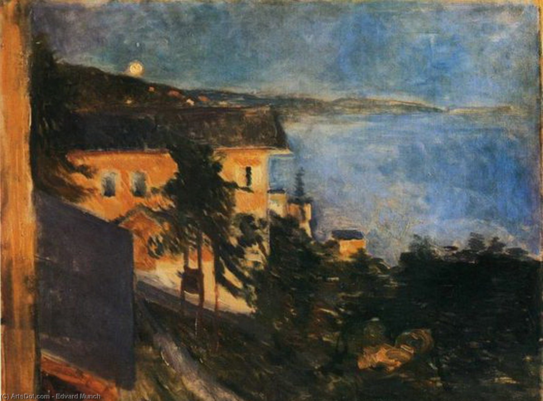 WikiOO.org - Encyclopedia of Fine Arts - Maľba, Artwork Edvard Munch - Moonlight over Oslo Fjord