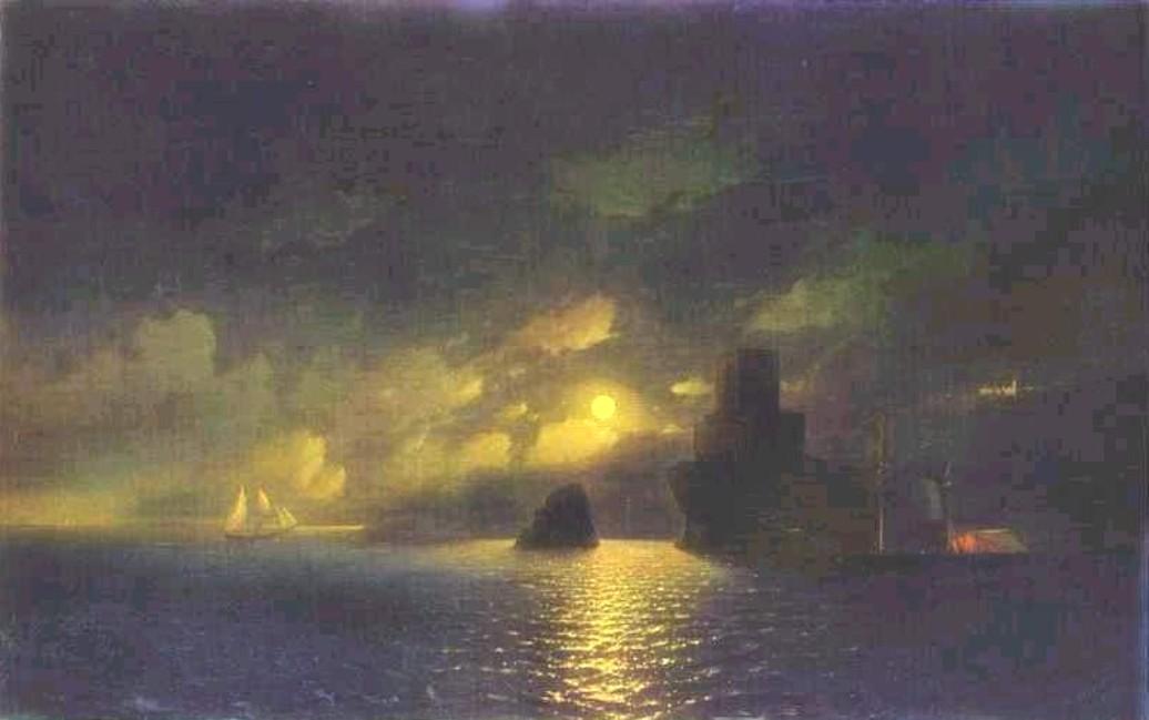WikiOO.org - دایره المعارف هنرهای زیبا - نقاشی، آثار هنری Ivan Aivazovsky - Moonlit Night.