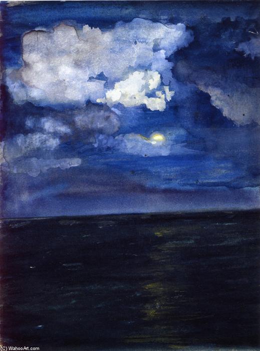 Wikioo.org - สารานุกรมวิจิตรศิลป์ - จิตรกรรม John La Farge - Moonlit Seascape