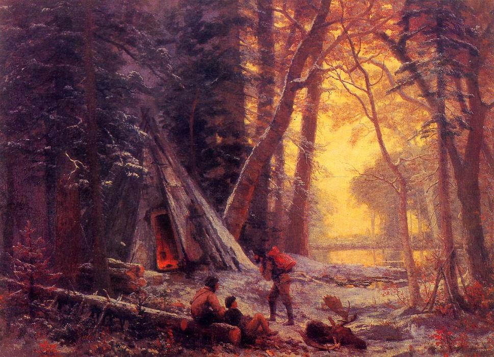 Wikioo.org - The Encyclopedia of Fine Arts - Painting, Artwork by Albert Bierstadt - Moose Hunters Camp